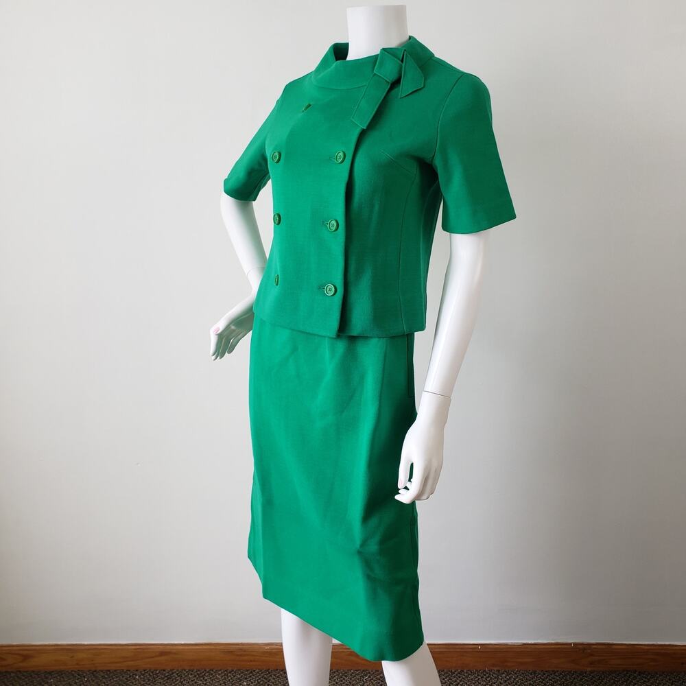 VTG 60s Women's 2 Pc Irish Green Wool Dress Suit / Jacket & Skirt Set Sz 10